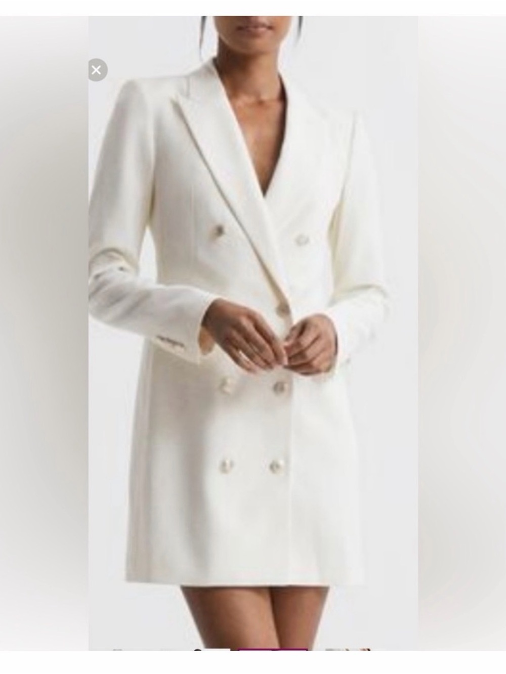 Double-Breasted White Blazer Dress
